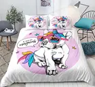 Комплект постельного белья с рисунком единорога бульдога, набор пододеяльников для детей, комплект детской одежды из 3 предметов для девочек