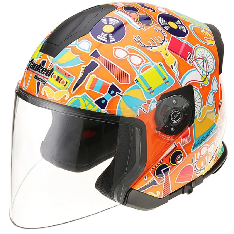 Мотоцикла открытым лицом шлем с двойным стеклом мотоцикл для мотокросса