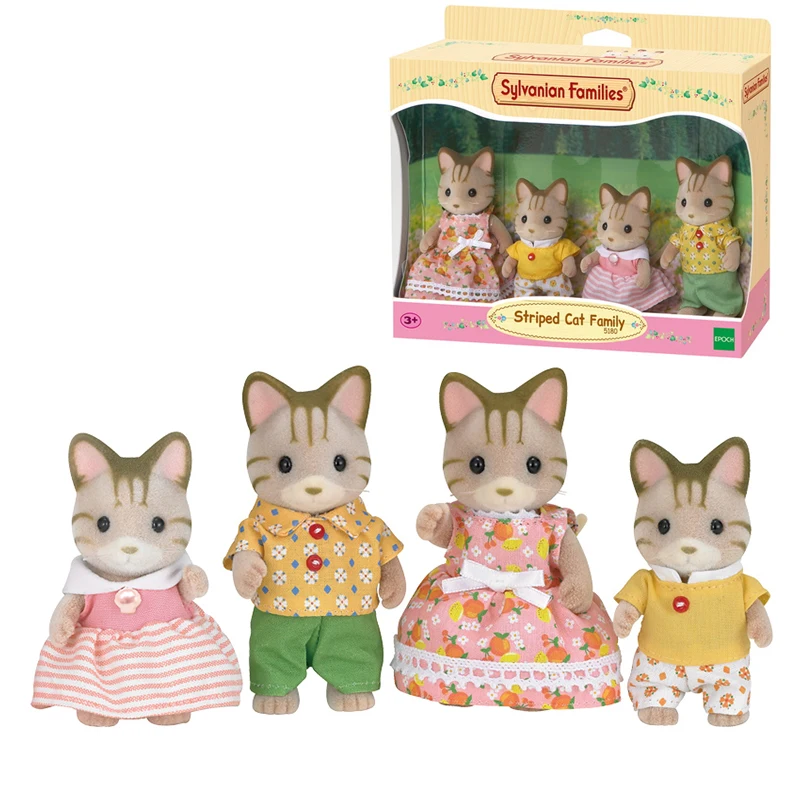 Sylvanian family three-grain cat Набор фигурок из 4 предметов для родителей и детей игрушка