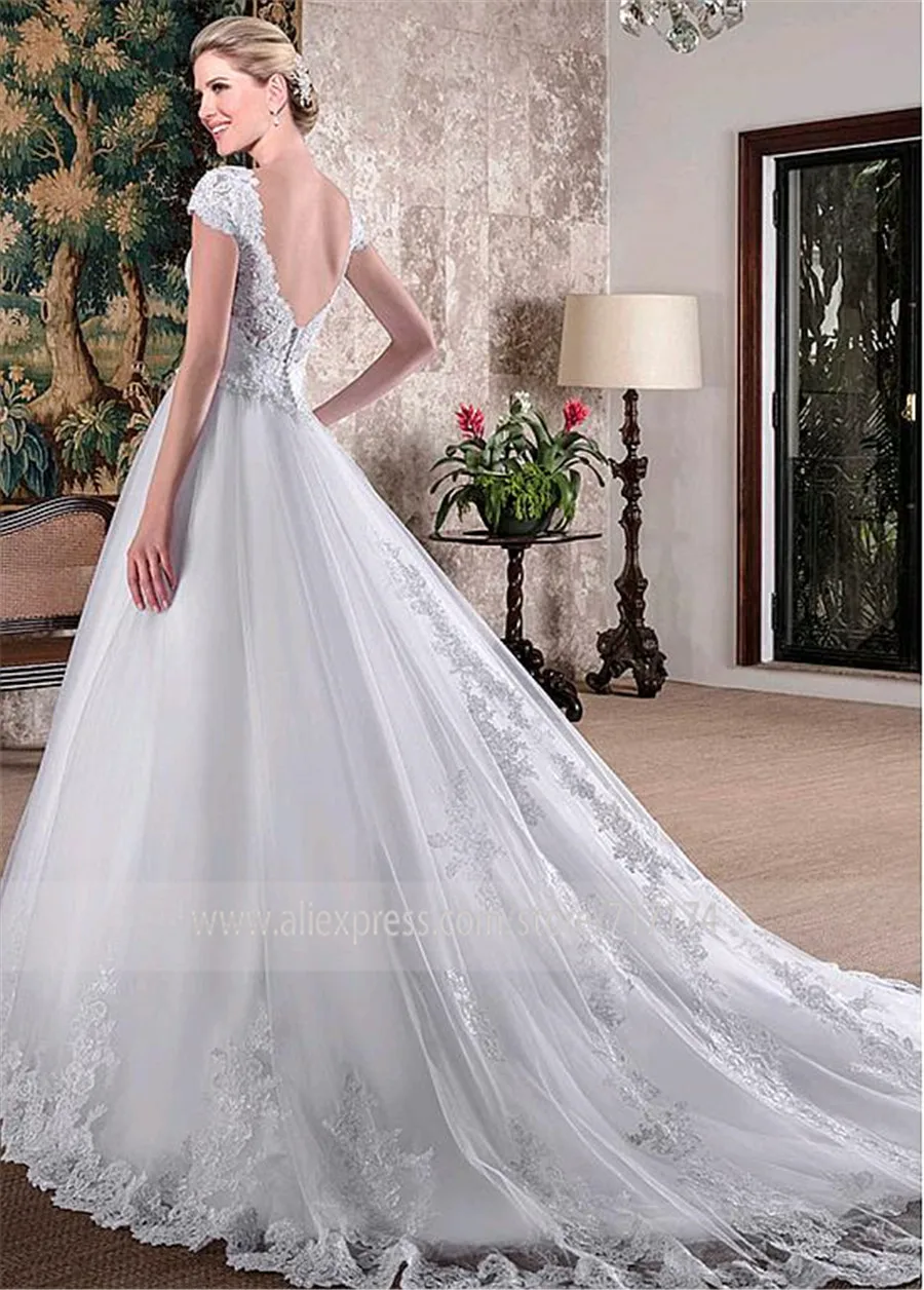 Потрясающие тюлевые Платья А силуэта с V образным вырезом свадебные платья