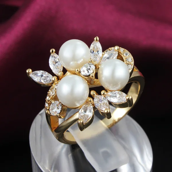 Бусы Ювелирные изделия жемчужные листья кольцо золотой цвет и серебряный