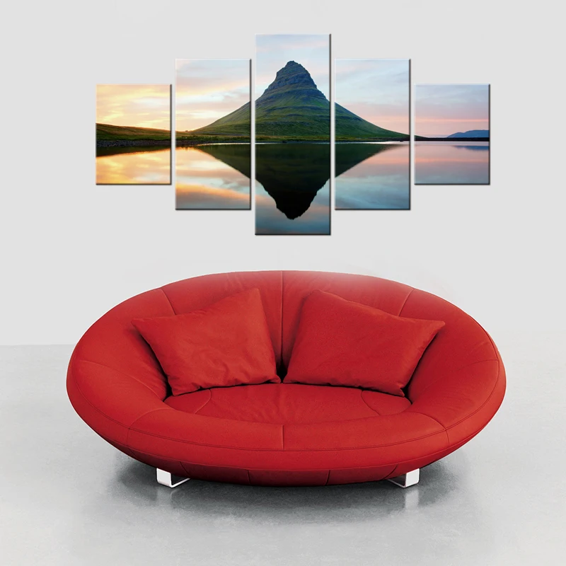 5 шт. Пейзаж Природа Гора пик лес туман облака закат небо настенное искусство