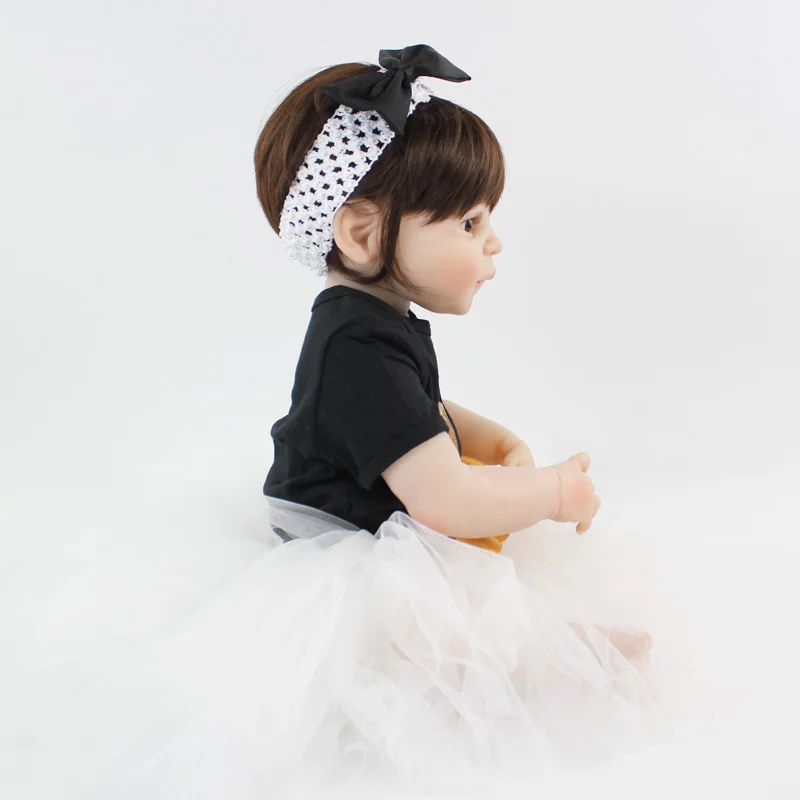 

55cm Full Silicone Body Reborn Girl Doll Soft Vinyl Newborn Babies Like Bebe Alive Bathe Toy Kid Fashion Birthday Gift