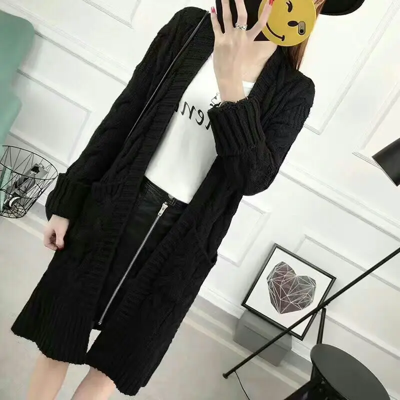 

2020 Autumn Winter Fashion Women Long Sleeve Loose Knitting Cardigan Sweater Women Knitted Female Cardigan Pull Femme