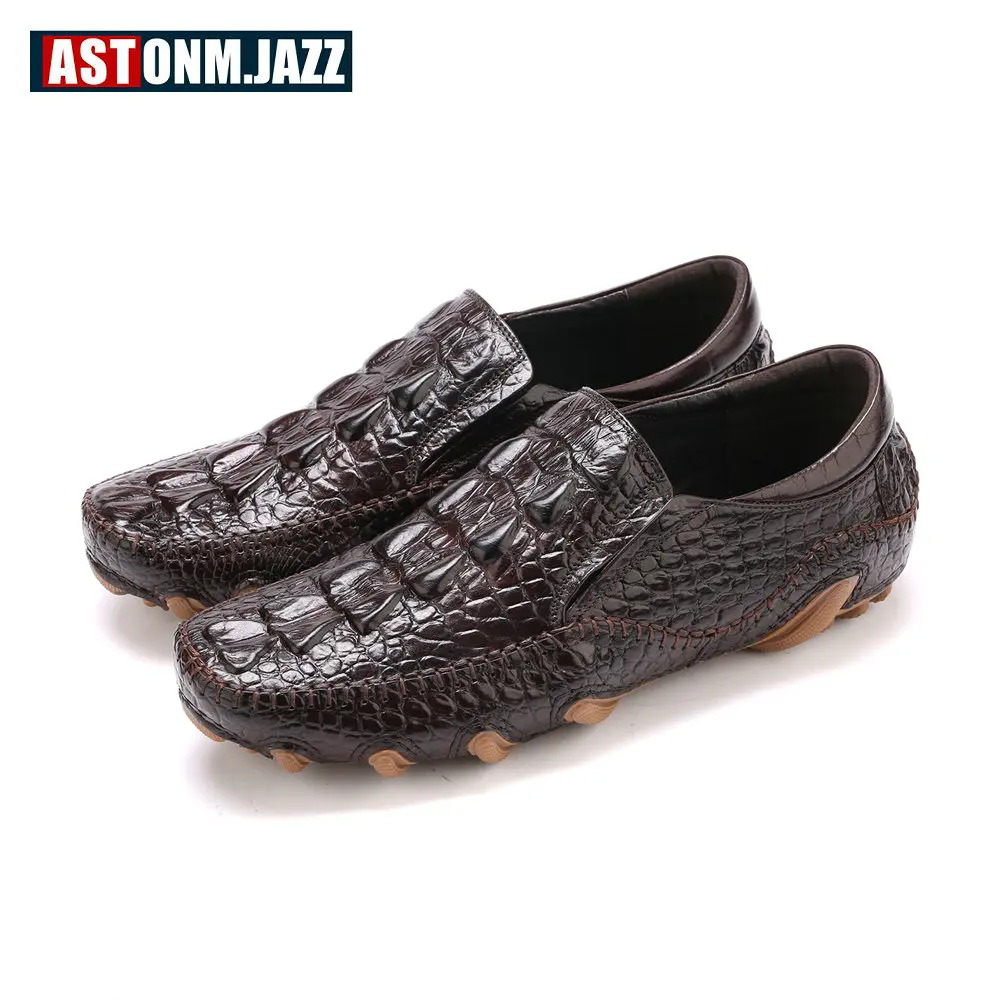 Новинка мужские кожаные лоферы под крокодиловую кожу слипоны обувь для вождения