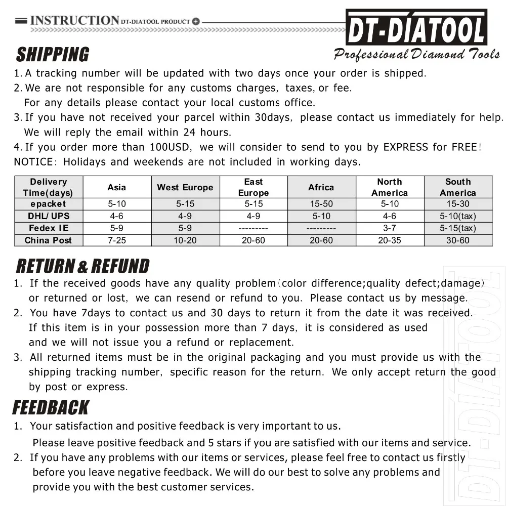 DT-DIATOOL 4 шт./компл. 6/8/10/12 мм быстроразъемный хвостовик сухой буровые коронки быстро-подходит для конических фрез кольцевая пила для Гранит& Мрамор или камень