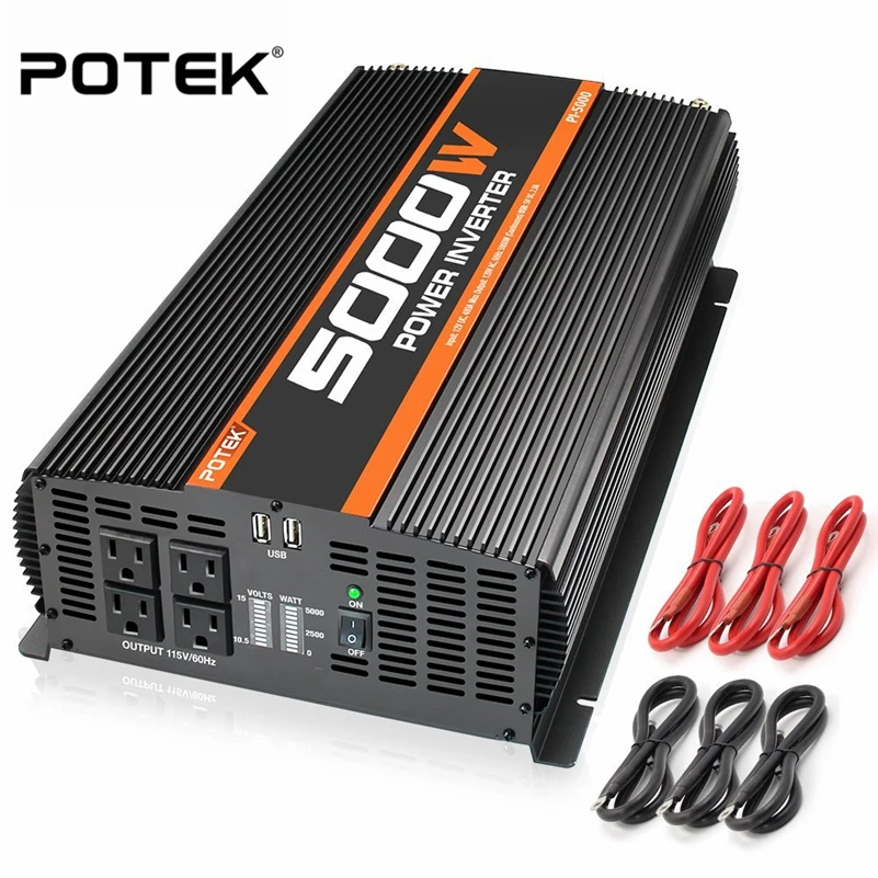 POTEK 5000W Power Inverter Four AC Outlets 12V DC to 110V Car with 2 USB Port | Автомобили и мотоциклы