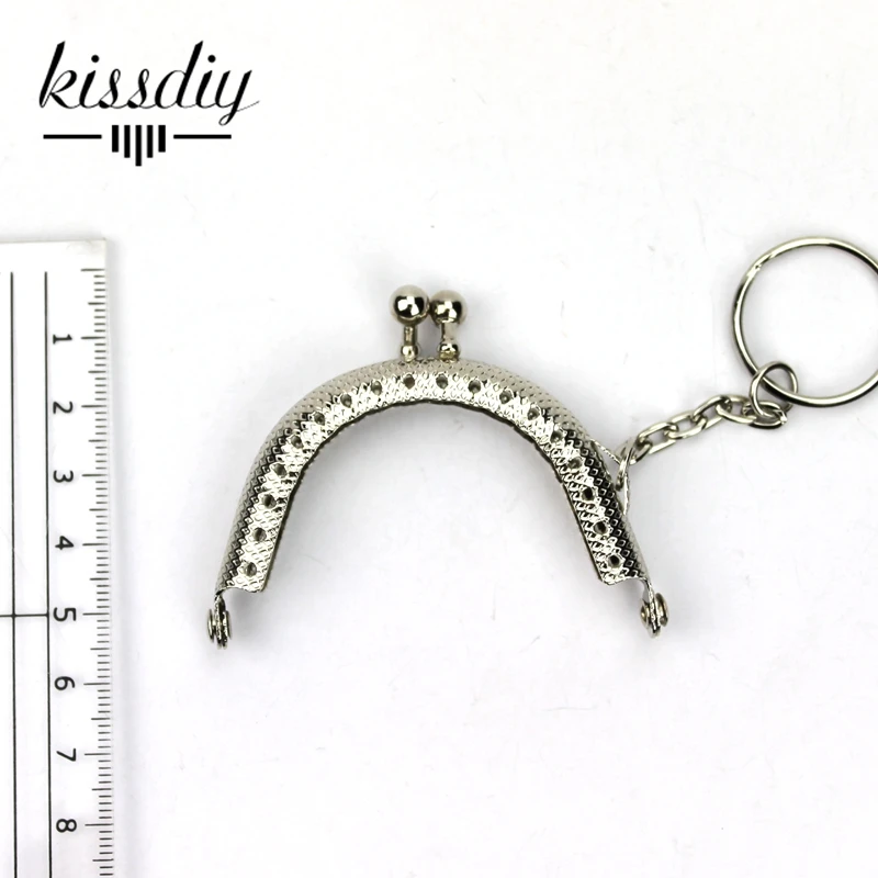 KISSDIY 20 шт./партия 6,5 см серебряный металлический кошелек рамка с брелок для ключей Мини поцелуй ручка с пружинным фиксатором для сумки аппаратное обеспечение aeccessory