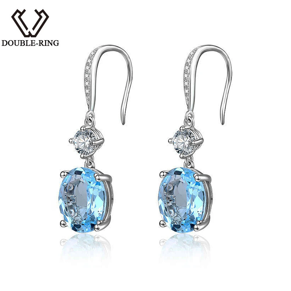 : DOUBLE R 6.9ct 8*10mm большой натуральный драгоценный камень топаз 925 стерлингового