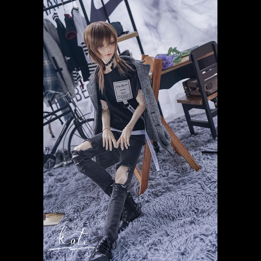 BYBJDHOME Новая Одежда BJD SD D черные джинсы отверстие стиль пальто