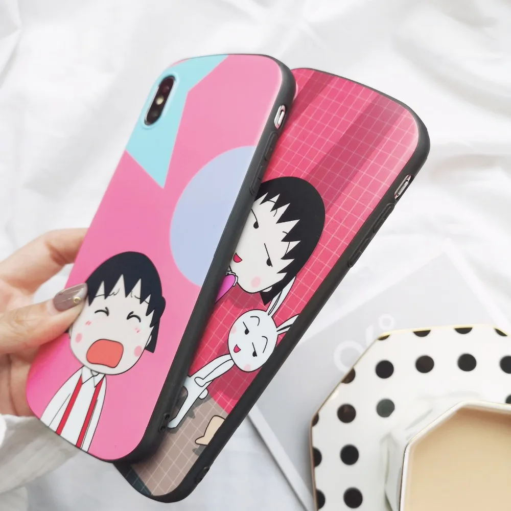 Розовый мультяшный милый рисунок Chi-bi Maruko мягкая оболочка чехол для телефона Apple