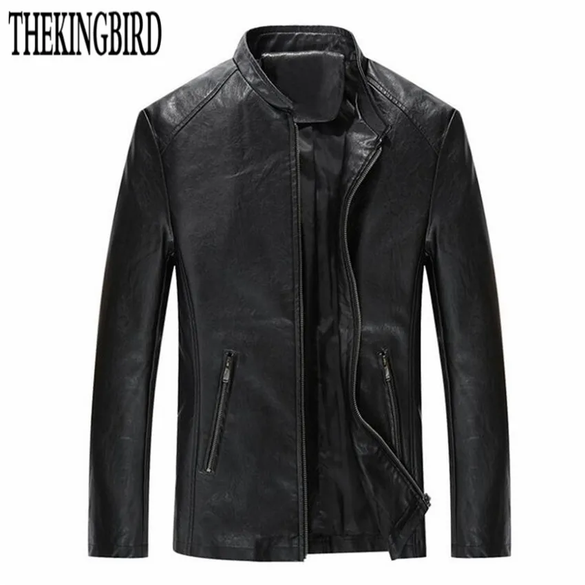 

Black Youth Leisure PU leather Popular Men's Slim Jacket Spring/Autumn 2016 New Fashion Red Leather Jackets Solid Men Coat 4XL