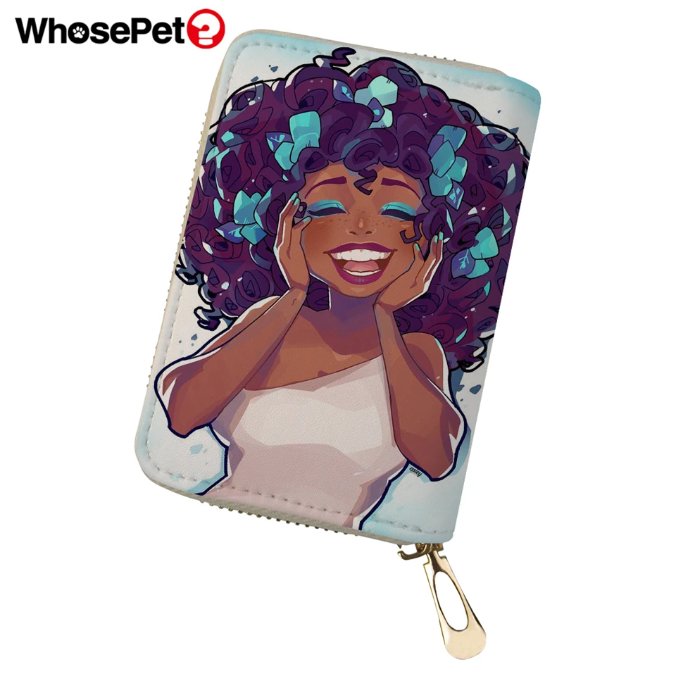 WHOSEPET African Girls Prints Women PU Leather ID Card Cover Mini Business Holder for Ladies Travel Wallet Case Coin Purse | Багаж и сумки