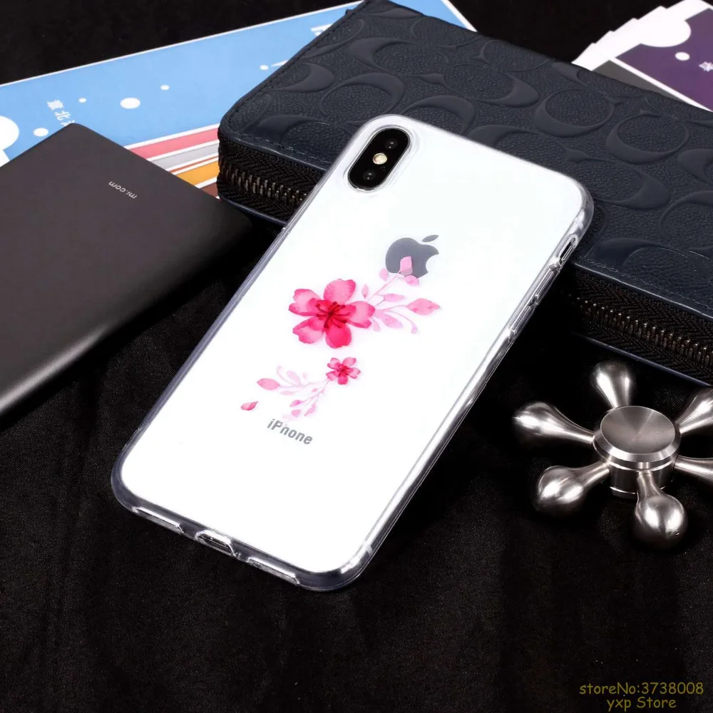 Мягкий силиконовый чехол для телефона из ТПУ с цветком серии простой стиль Apple