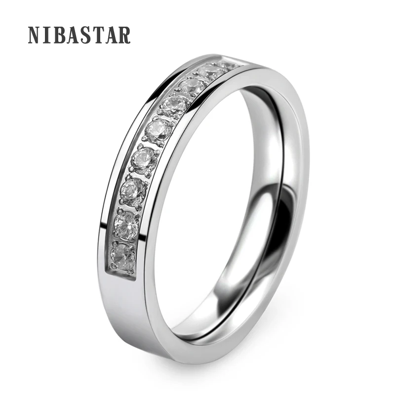 Classic Wedding Finger Ring stainless steel Rings with Zircon 5mm Width Fashion Jewelry | Украшения и аксессуары