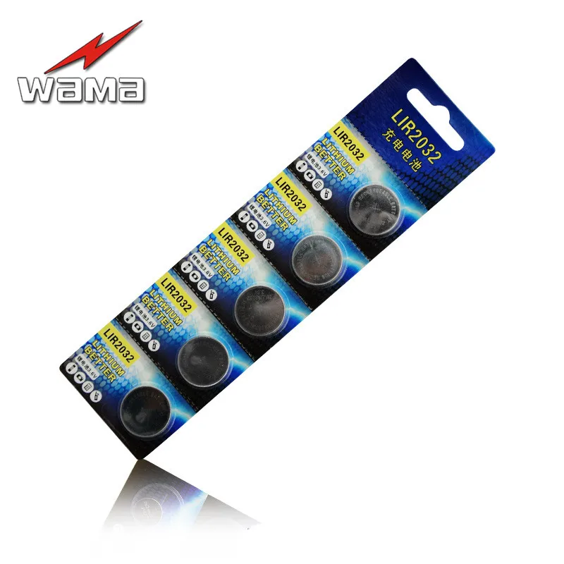 

10pcs/2pack Wama Rechargeable LIR2032 3.6V Li-ion Button Batteries Coin Cells Battery Replace CR2032 New Drop Shipping