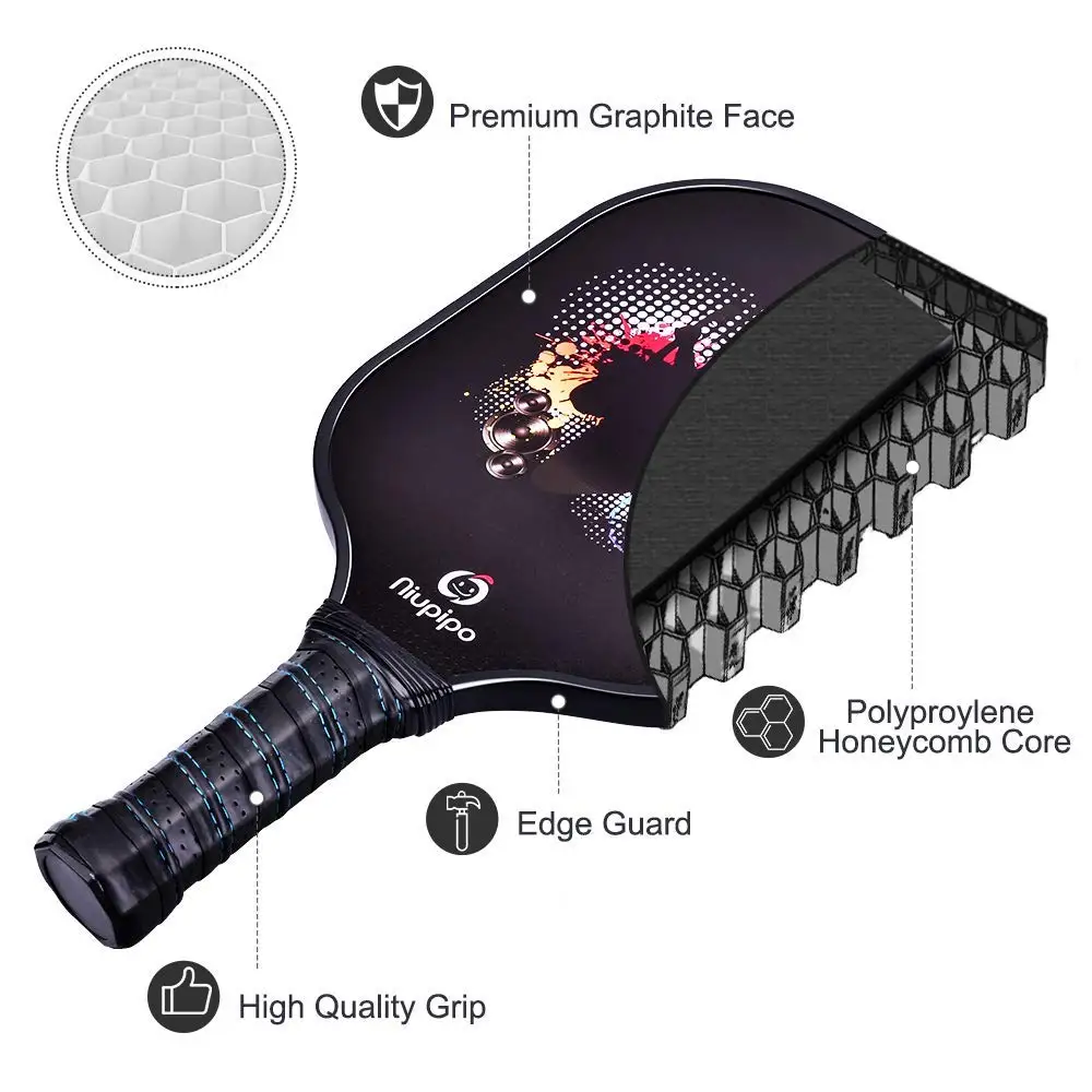 Новая графитовая весла Pickleball 2 Paddles 4 шарики из углеродного волокна для лица