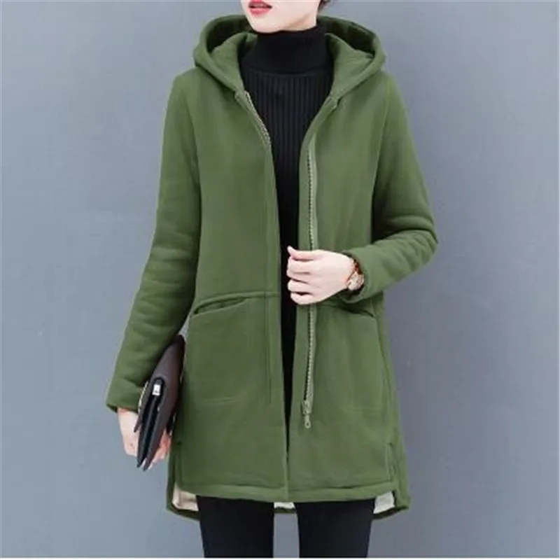 Parker Ms. Winter Jacket New Plus velvet Cotton coat Large size Hooded coat women Korea Women's winter warm park