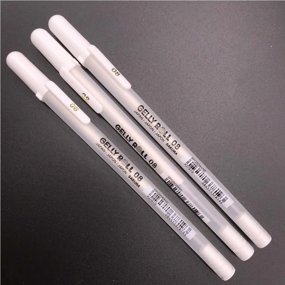 3pcs White 3 шт./лот, набор гелевых чернил Sakura Gelly в японском стиле, золотой, белый, серебристый металлик, эскизный маркер для выделения, ручка для рисования, товары для рукоделия - Цвет: 3pcs White