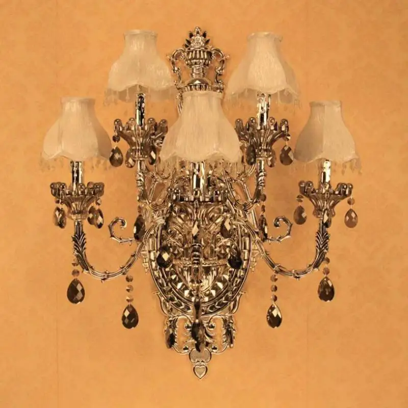 Гардеробная 5 рычажная большая антикварная серебряная настенная лампа для