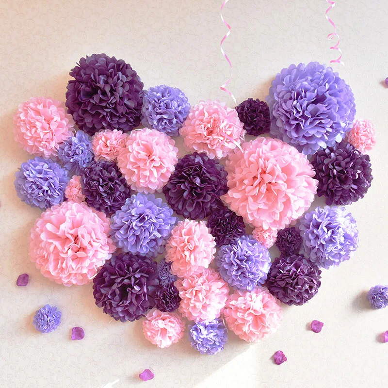 4 шт./лот помпоном оберточная бумага Pom Poms цветок шары для свадьбы номер Декор на