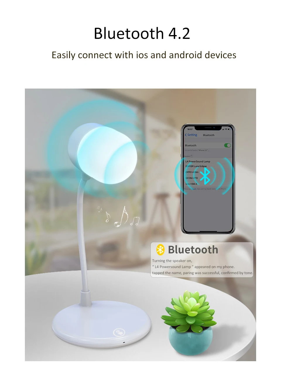 Сенсорная настольная лампа Bluetooth динамик Беспроводное зарядное устройство 3 в 1 для samsung S10 для iPhone Портативная Беспроводная колонка