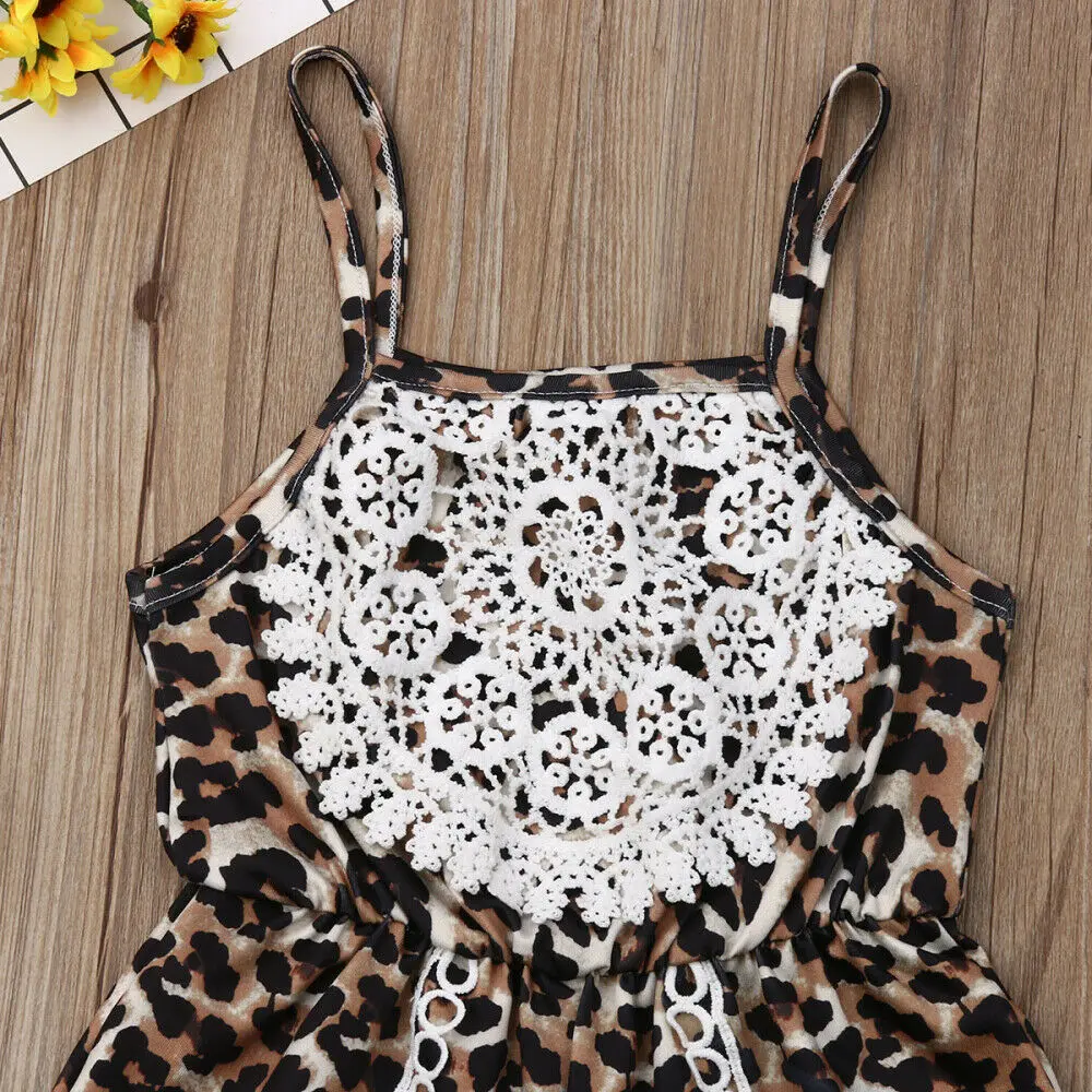 Новый детский комбинезон одежда для маленьких девочек Леопардовый безрукавный с