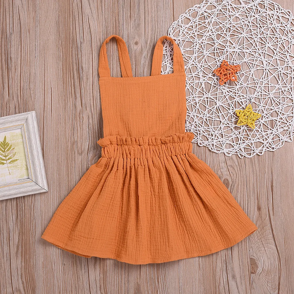 Однотонные сарафаны принцессы с открытой спиной и ремешком для маленьких