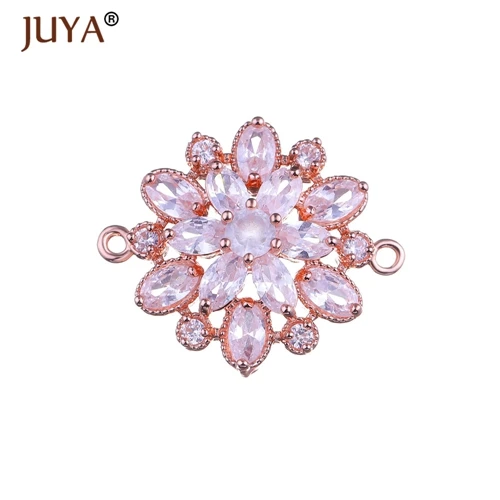 rose gold Фурнитура для бижутерии, кристалл цветок коннектор, для производства серег, браслетов, колье,фурнитура для сережек - Цвет: rose gold