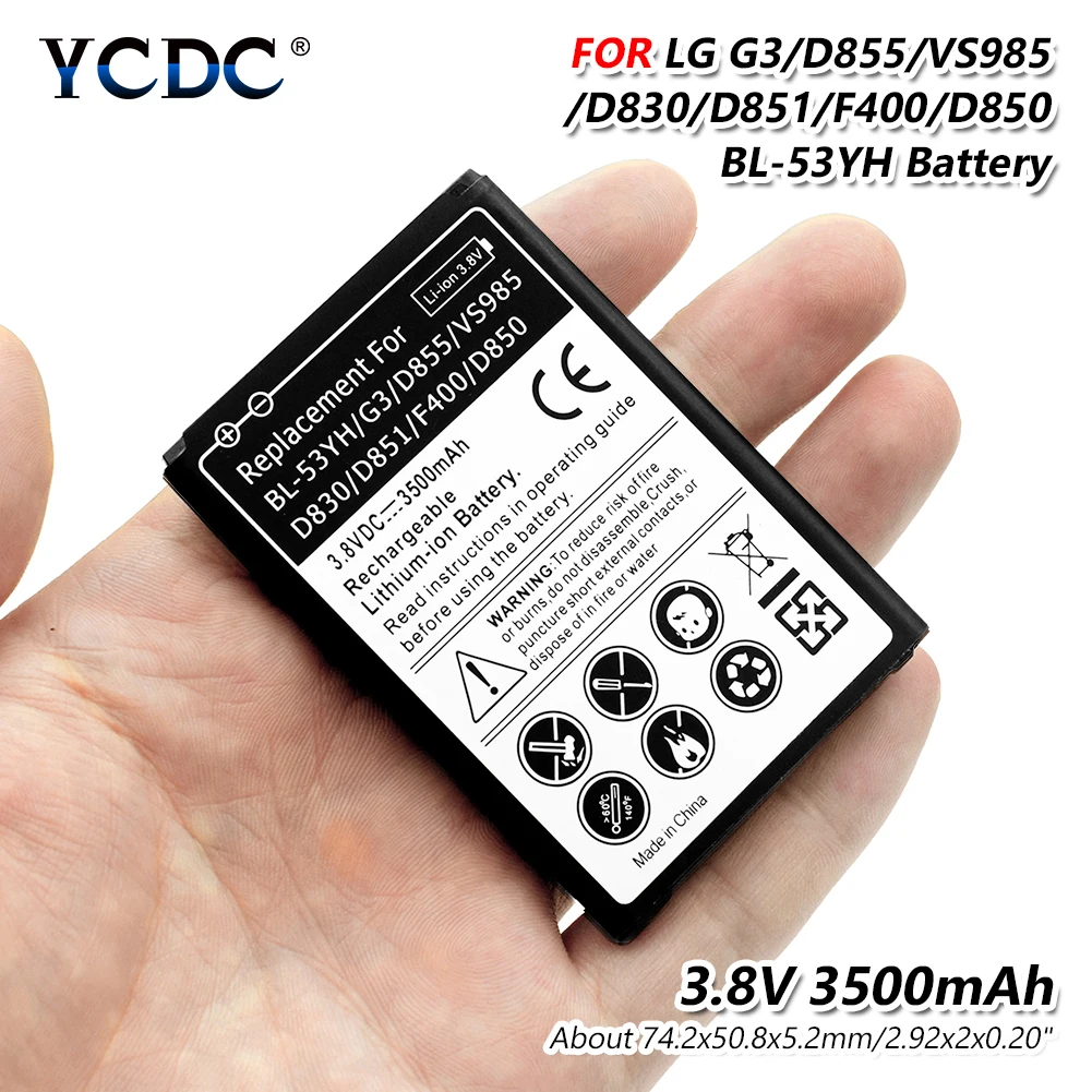 BL-53YH мобильного телефона Батарея для LG Optimus G3 D830 D850 D851 D852 D855 LS990 F400 VS985 BL53YH 3500 мАч замена батареи