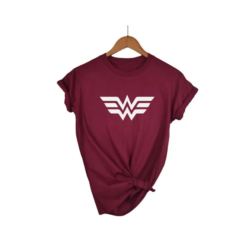 Высококачественная эластичная Хлопковая женская футболка аниме Wonder Woman с
