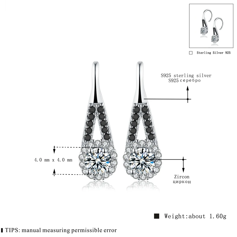 Женские винтажные серьги из серебра 925 пробы с черной шпинелью|earrings black|earrings