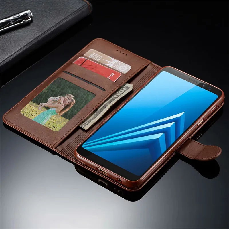 Coque A8 2018 Case For Samsung Galaxy Leather Vintage Wallet Cover Plus Flip Phone On | Мобильные телефоны и аксессуары