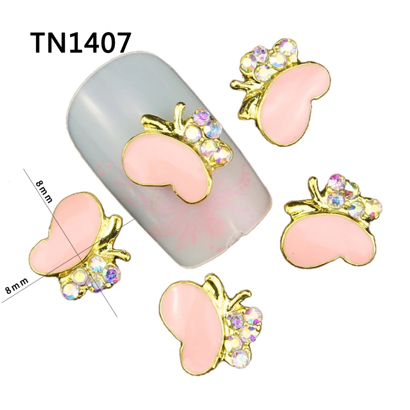 3D сплав ногтей Блеск Маникюр белый черный розовый Бабочка дизайнерские