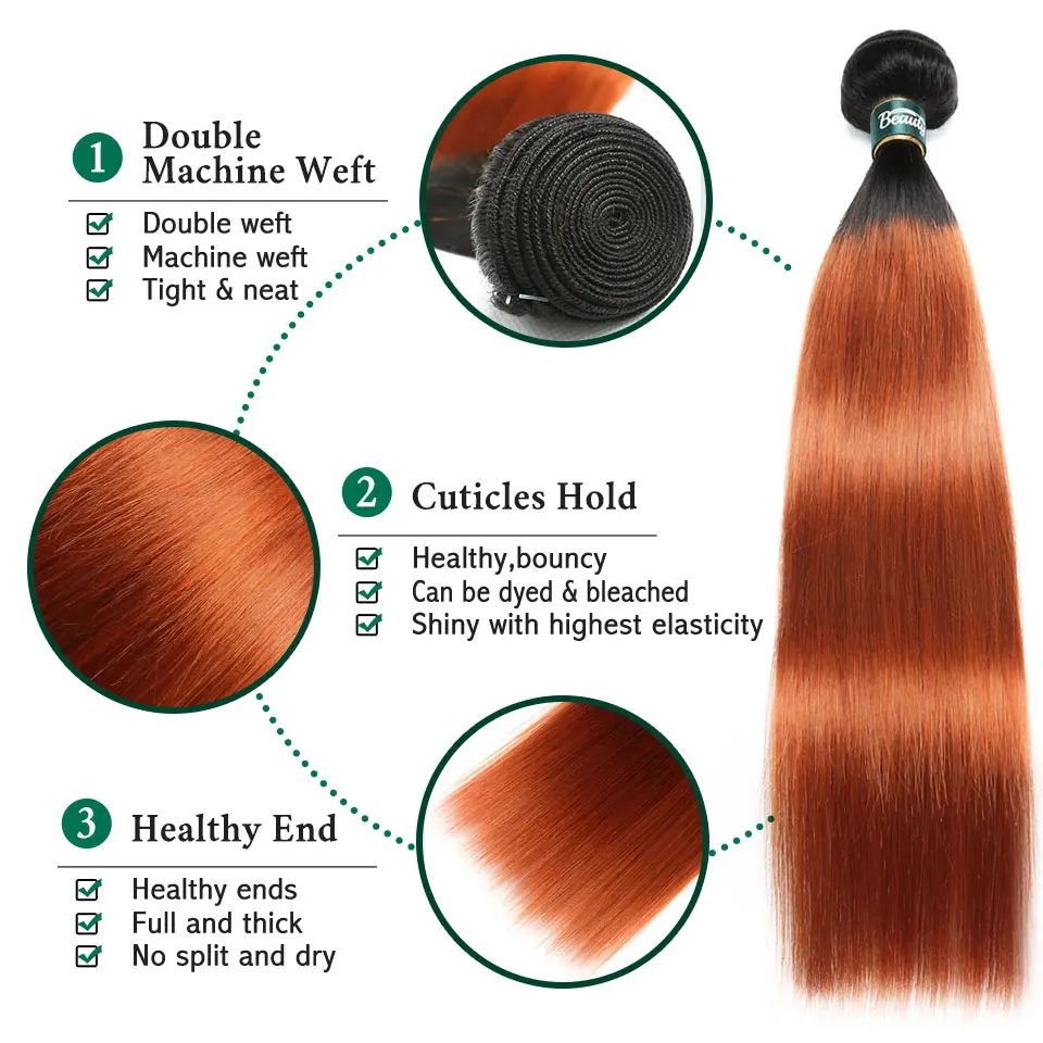 BP перуанские волосы оранжевые пучки с закрытием 13х4 фронтальной прямой волос