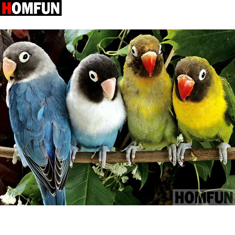 Алмазная 5d картина HOMFUN сделай сам полноразмерная/круглая вышивка попугай 3d