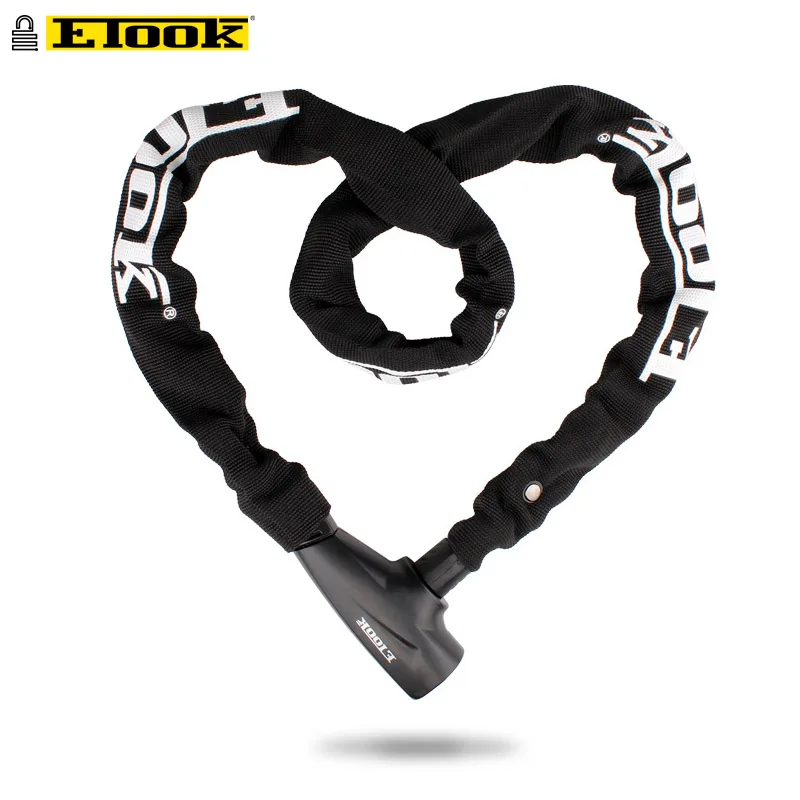 ET455-Black Etook замок-цепь для горного велосипеда, замок для мотоцикла/электровелосипеда, Аксессуары для велосипеда, светоотражающая ткань, длина 1000 мм, 4 цвета - Цвет: ET455-Black