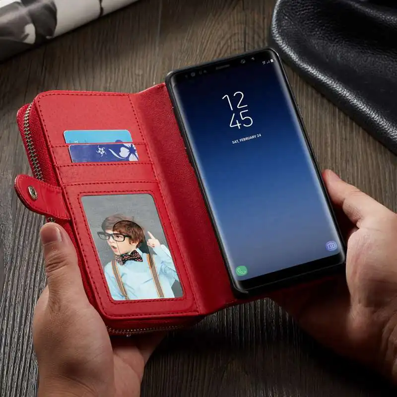 Чехол-Кошелек на молнии для samsung Galaxy Note 9, чехол-кошелек из искусственной кожи, съемный чехол-кошелек для телефона samsung Note9