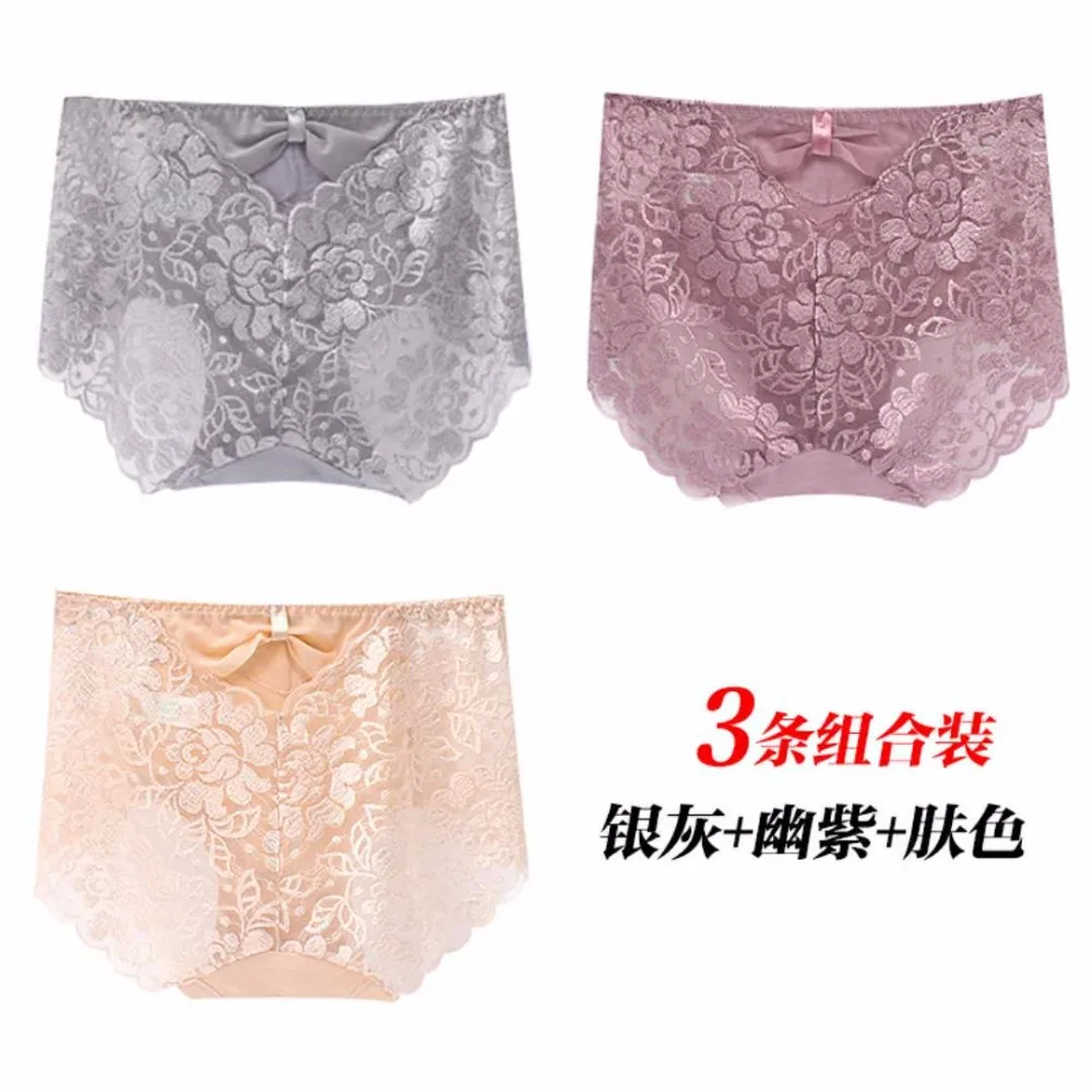M, L, XL, XXL, 3XL, женские сексуальные кружевные трусики, эластичные прозрачные трусы со средней талией, женские трусы, большой размер, 3 шт./лот, нижнее белье