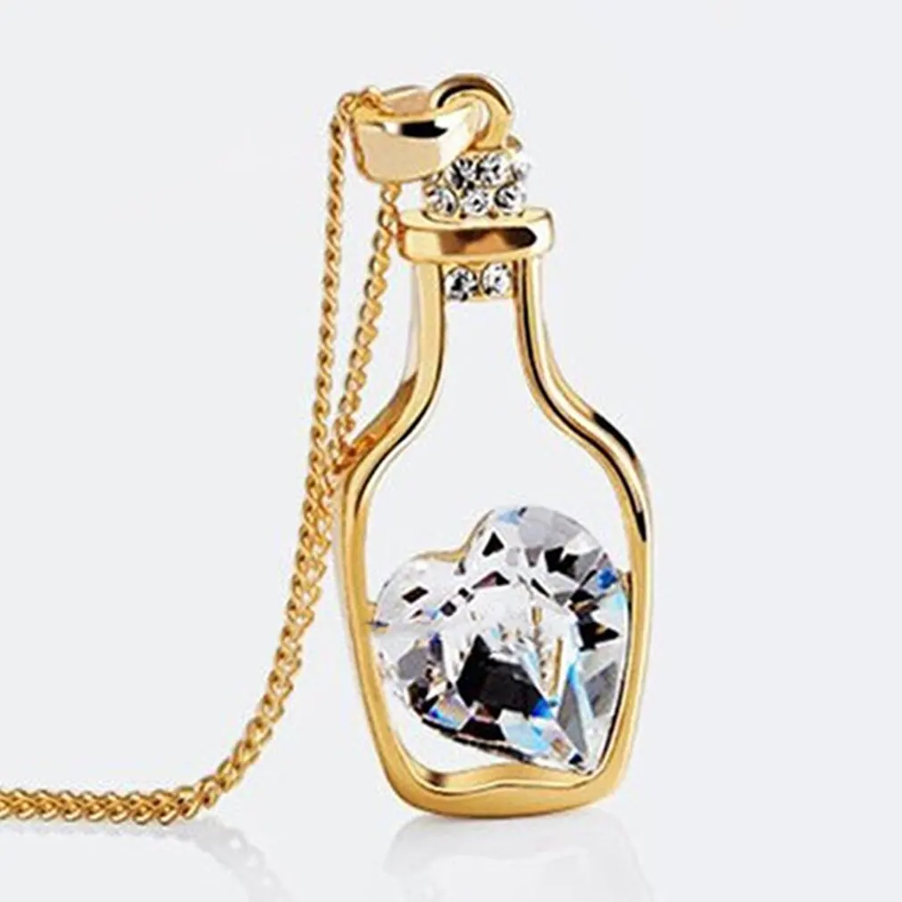 Модное популярное синее ожерелье с кристаллом в форме сердца цепочка для девочек