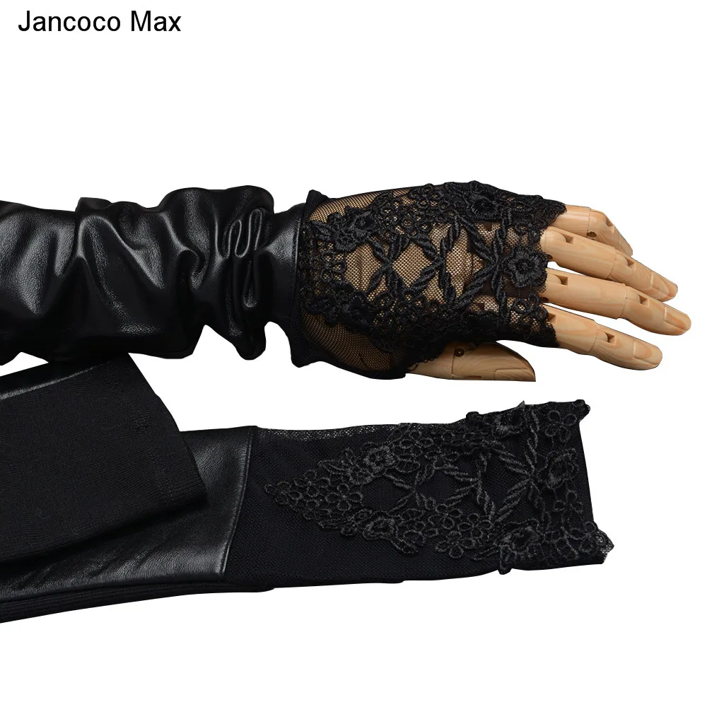 Jancoco Max модные дизайнерские женские длинные из натуральной овечьей кожи кружевные перчатки вечерние рукавицы S2066