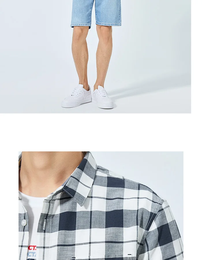 SEMIR, рубашка с коротким рукавом, мужская клетчатая рубашка, Корейская Повседневная рубашка, брендовая рубашка, мужская, внутри, Гонконг