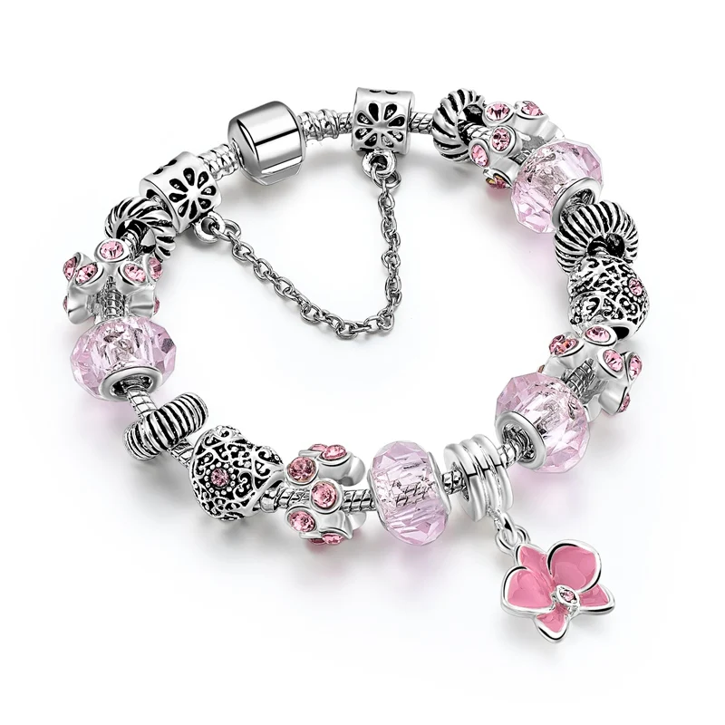 Женский браслет с шармами в виде совы и сердца золотистый кристаллами SBR170094PK