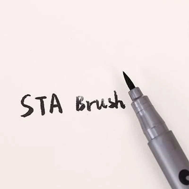 Brush 1 шт., фирменные ручки с крючками, перманентные ручки, маркеры для рисования, для рисования, краски, ручки для рисования, для студентов, школьные товары для рукоделия, 9 размеров - Цвет: Brush