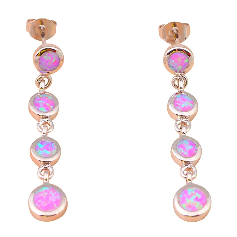 Beautiful Pink earrings for girls wonderful Fire Opal Silver Stamped Fine Fashion Jewelry Drop Earrings OE388 | Украшения и