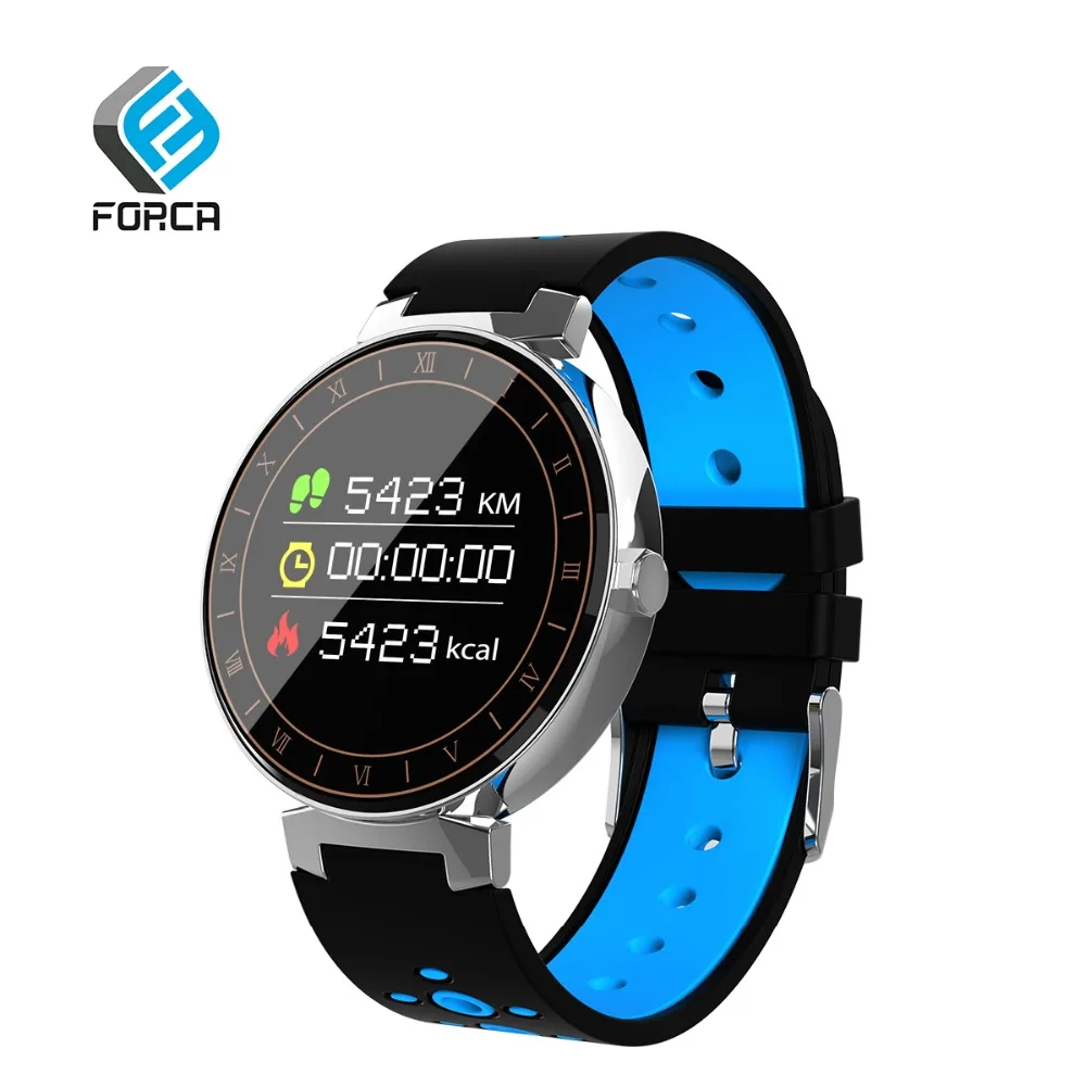 FORCA L8 голубой цвет Экран умный Браслет фитнес трекер сердечного ритма Будильник