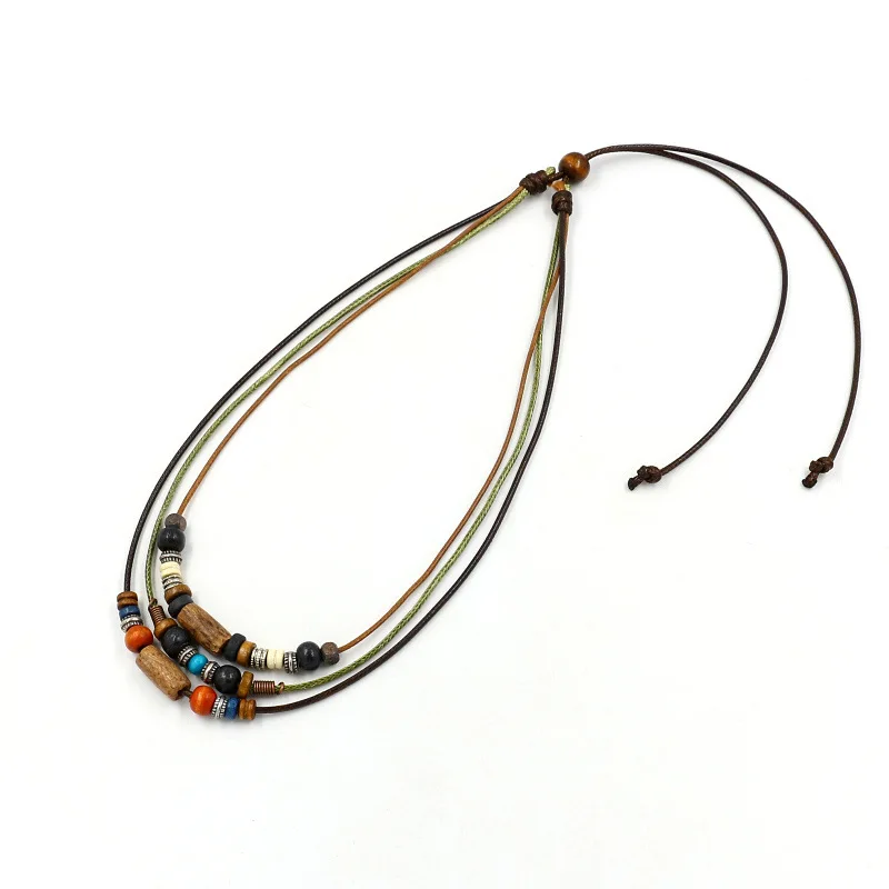 2018 Woman chokers Necklaces vintage Ethnic multi layer Wooden pendant necklace for women collares mujer | Украшения и аксессуары