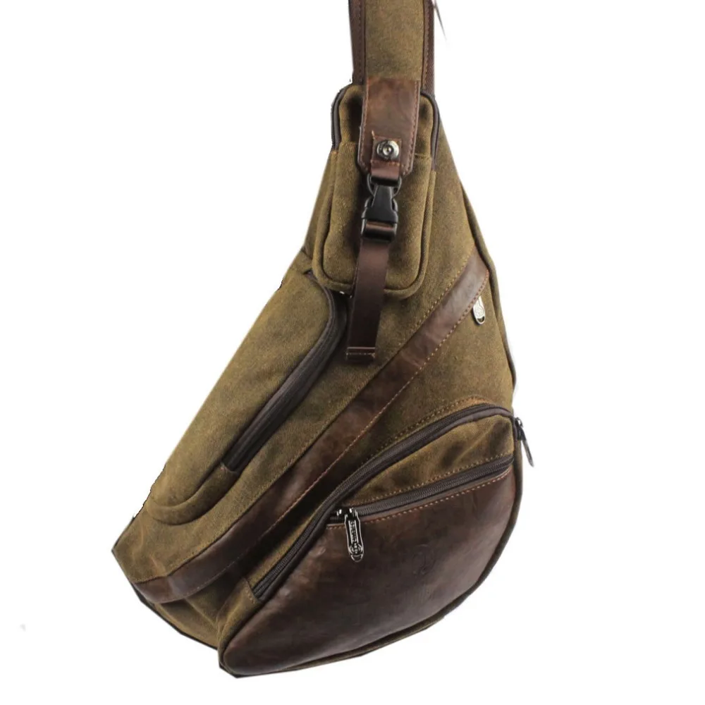 Холщовая нагрудная Сумка слинг для мужчин повседневная Сумочка путешествий