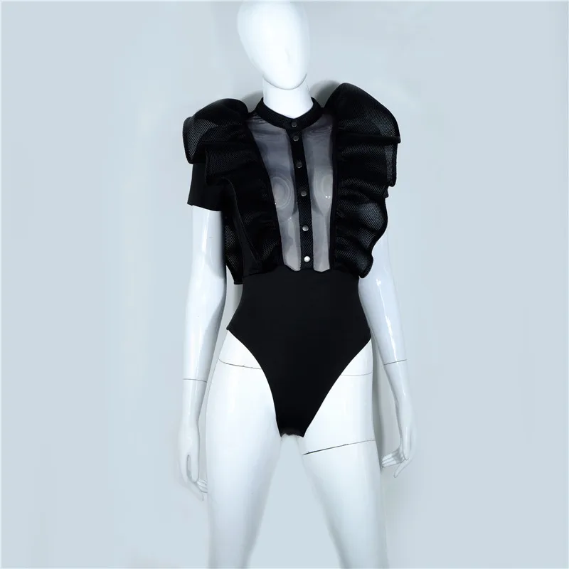 GETSRING бабочка рукав Лотос сплайсинга прозрачная газовая одежда комбинезон в