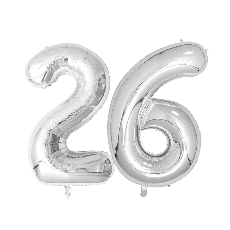 2 шт./лот, 40 дюймов, номер 26, фольгированные гелиевые шары для взрослых в возрасте 26 лет, вечерние принадлежности для дня рождения, юбилея, декоративные принадлежности
